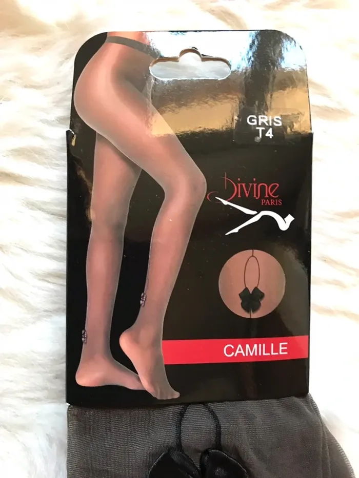 Collant Divine fantaisie gris taille 4 avec noeud - photo numéro 2