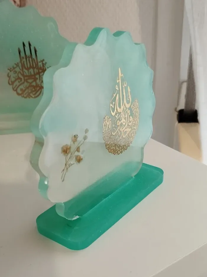 idée cadeau ornement bureau coiffeuse couvre tasse en résine et plantes naturelles abr005 - photo numéro 10