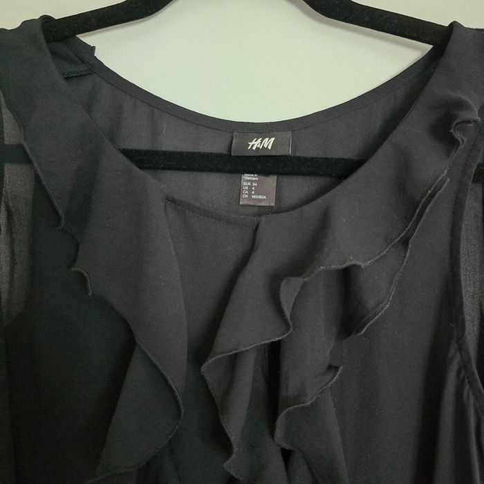 Blouse sans manches noire volants 34 h&m - photo numéro 2