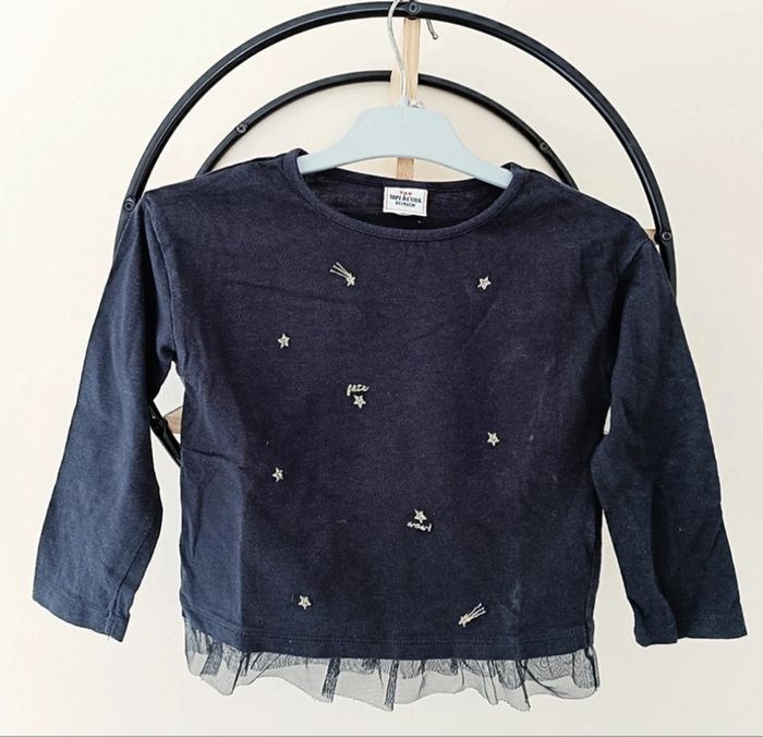 3 ans teeshirt tape a l'oeil avec broderie et dentelle