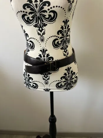 Ceinture Large marron très foncé Similicuir avec Boucle Vintage