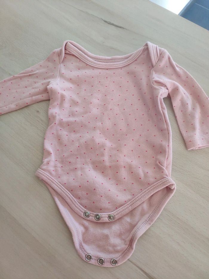 Lot deux bodies 3 mois roses fille manches longues et courtes - photo numéro 3
