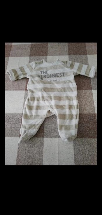 Pijama épais rayé blanc/taupe kitchoun 3 mois