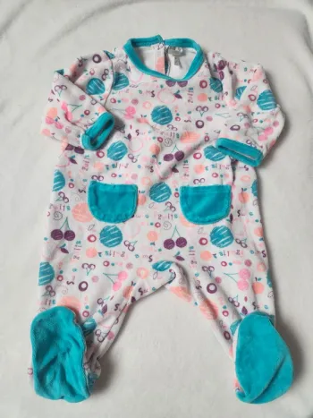 Adorable pyjama velours bébé fille ou garçon automne hiver 9 mois Orchestra