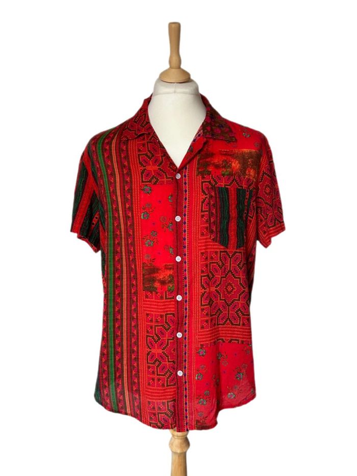 🌿🍓Chemise homme vintage estivale style ethnique indien hippie boho ethnic floral shirt🍓🌿 - photo numéro 2