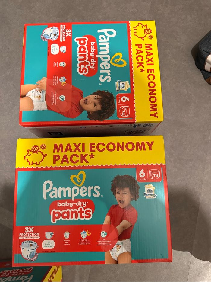 2 MAXI packs Pampers pants taille 6