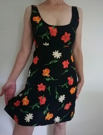 Robe  bohème  fleurie noire T 36