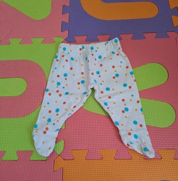Pantalon blanc pois multicolores, manon et Valentin, taille 1 mois (54 cm)