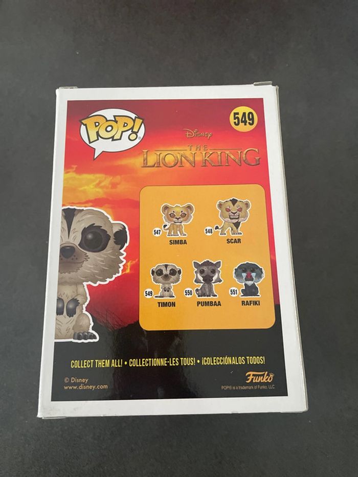 Pop Funko 549 figurine timon le roi lion pop! Disney pumba Simba collection - photo numéro 3