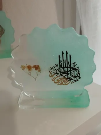 idée cadeau ornement bureau coiffeuse couvre tasse en résine et plantes naturelles abr008