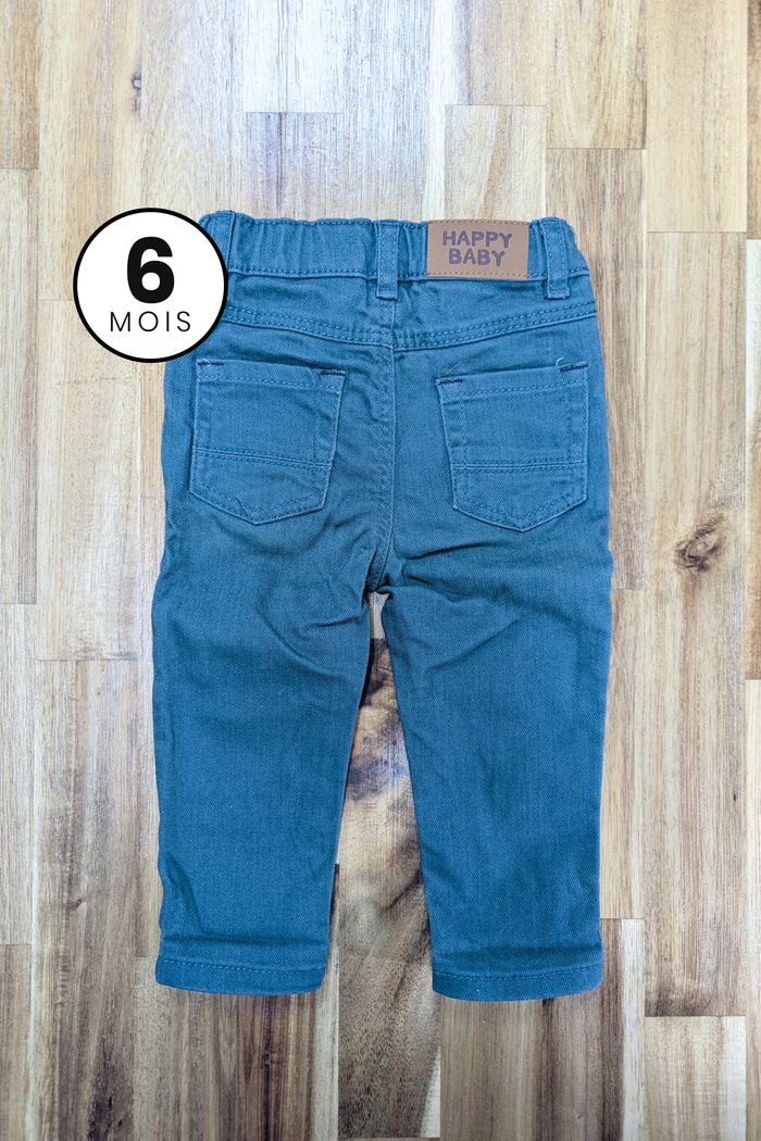 Pantalon jeans vert - Taille réglable - Bébé 6 mois - photo numéro 2