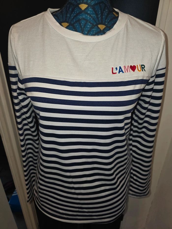 T-shirt manche longue marinière - photo numéro 2