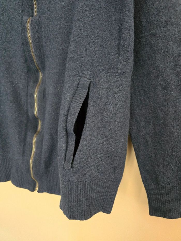 Gilet Calvin Klein laine mérinos bleu marine zippé col montant taille S homme - photo numéro 3