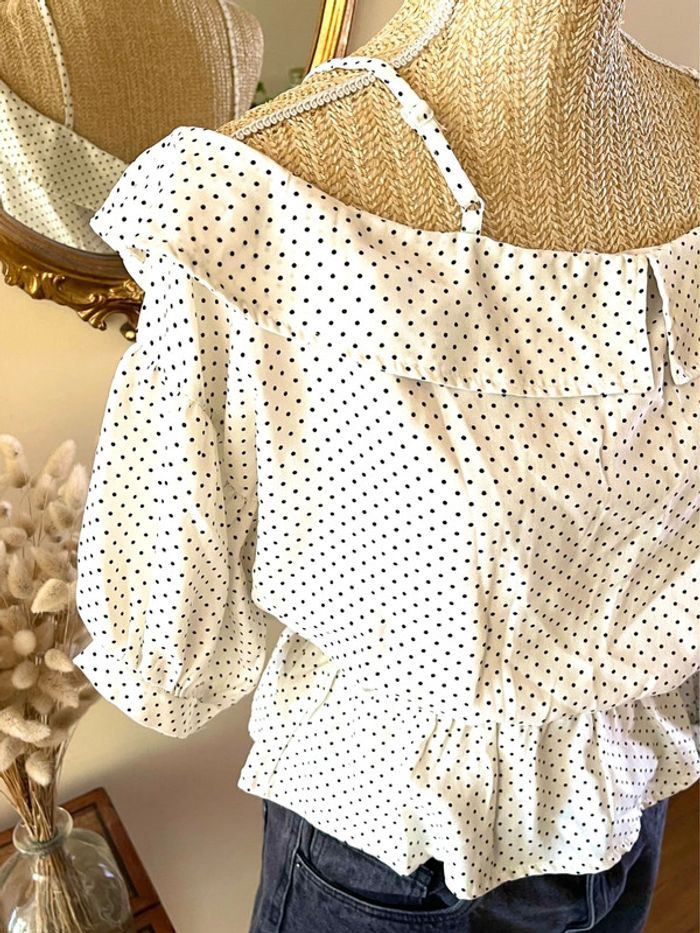 Sublime Top blanc à Pois noir Vintage dressing - photo numéro 12