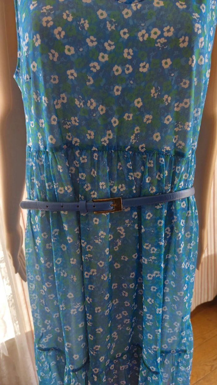 Ceinture Marie Méro en cuir bleu taille 44