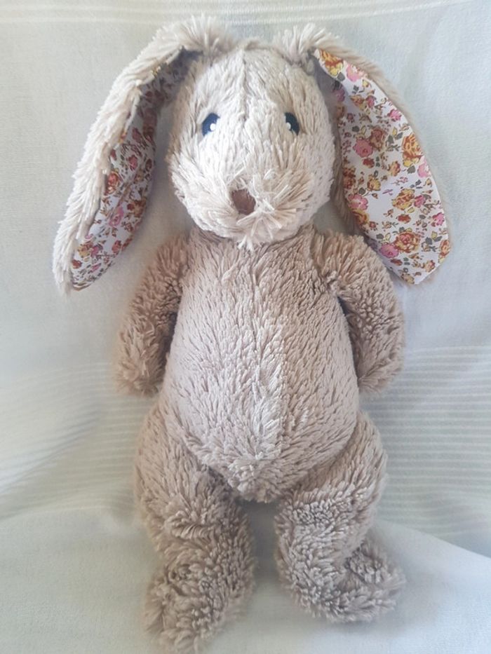 Peluche lapin  oreilles  fleuries