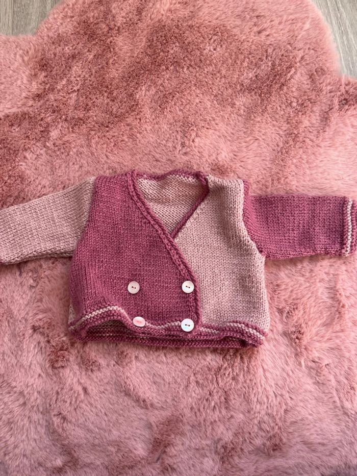 Ensemble tricot bébé fille robe et gilet - photo numéro 4