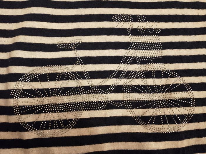 Tee shirt rayé Andromède motif byclette strass - photo numéro 2
