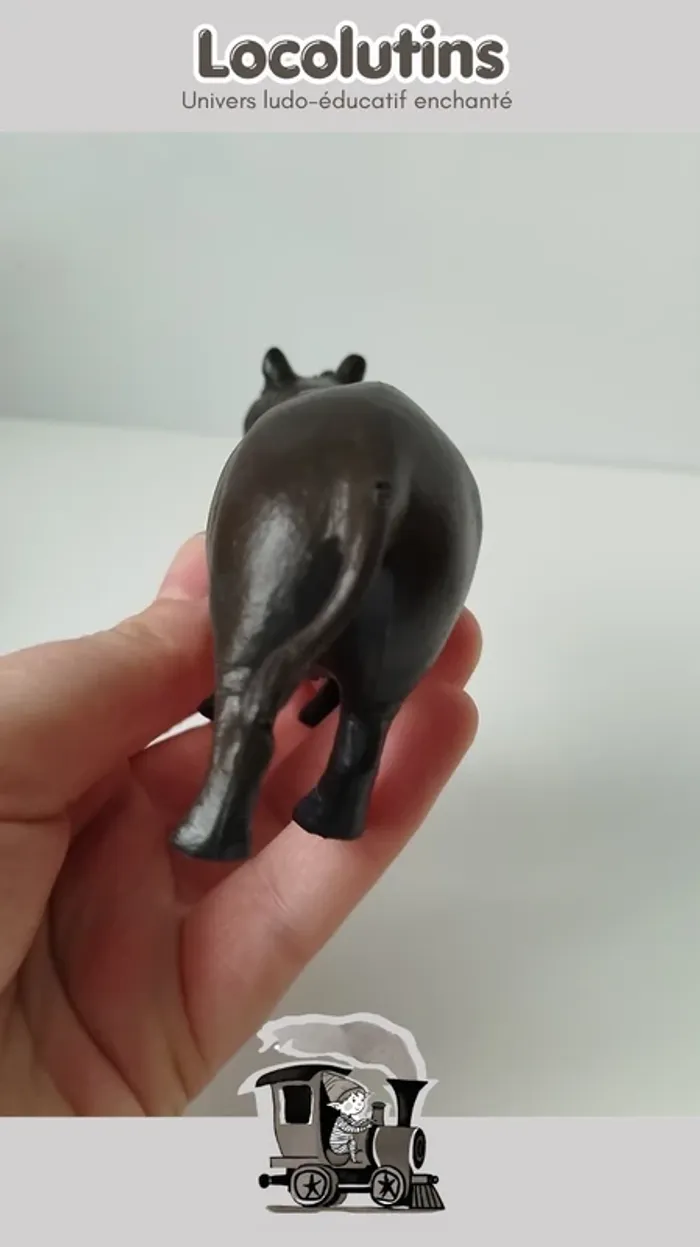 🚂 Figurine hippopotame ▪ plastique solide creux - photo numéro 4