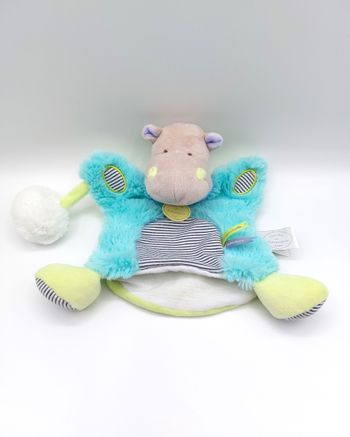 Doudou et Compagnie marionnette d’amour hippopotame DC3051 pistache bleu vert