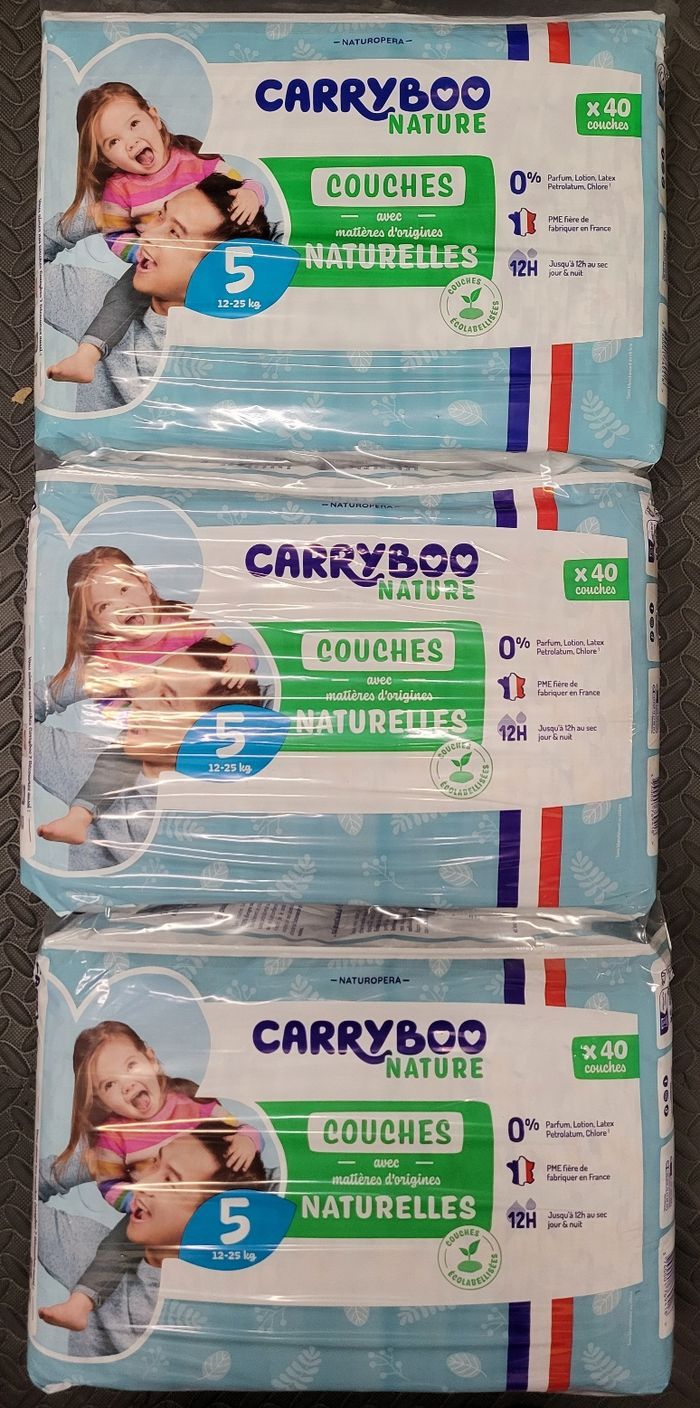 3 paquets de couches carryboo taille 5
