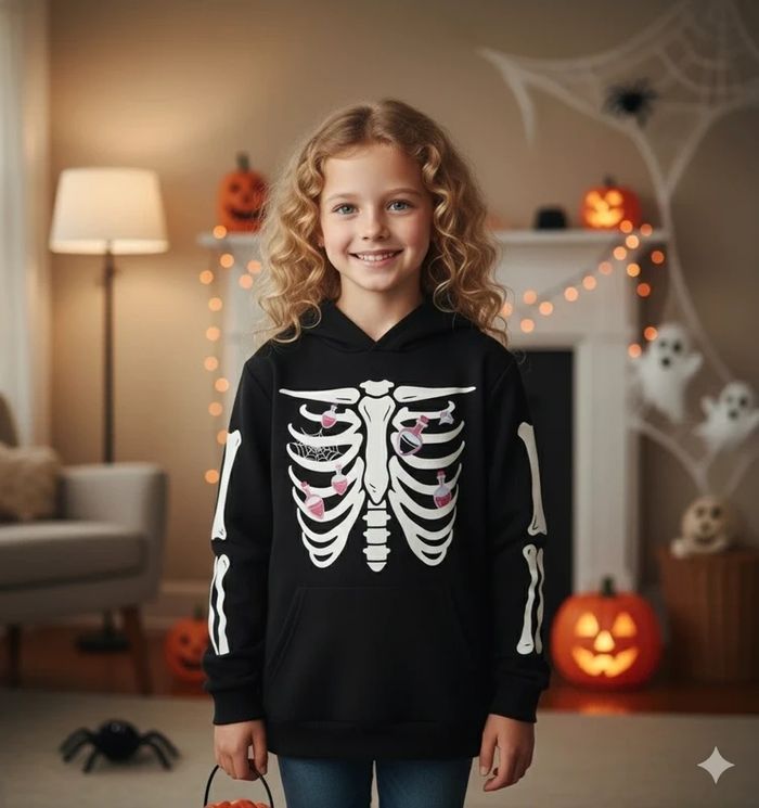 Sweat à capuche halloween phosphorescent 8 ans - photo numéro 2