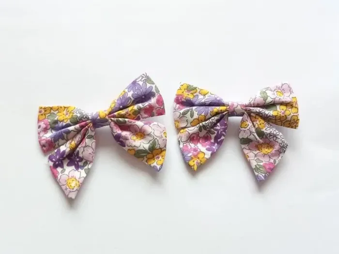 Lot barrettes noeuds liberty violet neuf