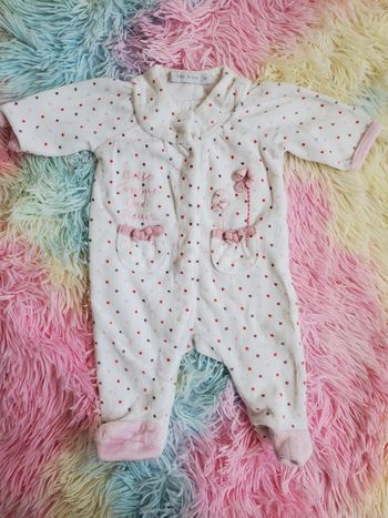 🌴 Pyjama velours bébé fille 1 mois à pois gemo