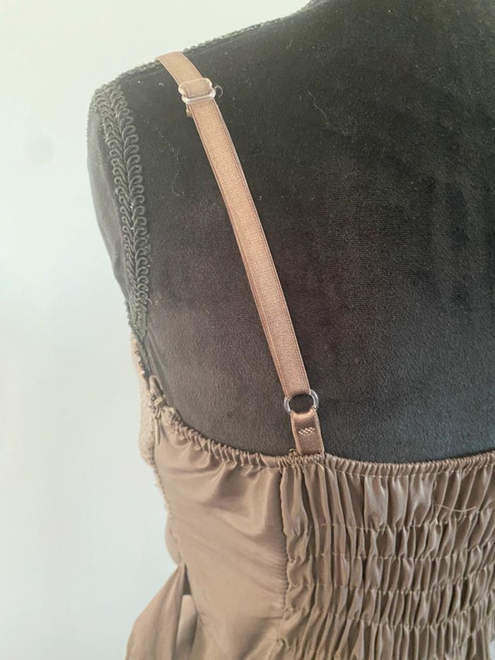 Robe chic de soirée Made in Italy marron avec serquins taille S / M - photo numéro 8