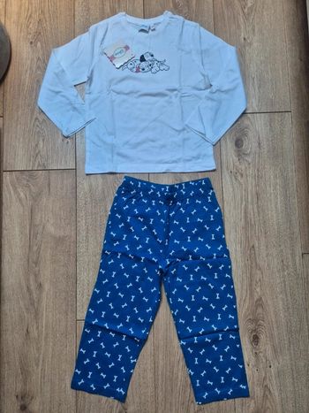 Pyjama en coton blanc 101 dalmatiens (linvosges) 4/5 ans neuf