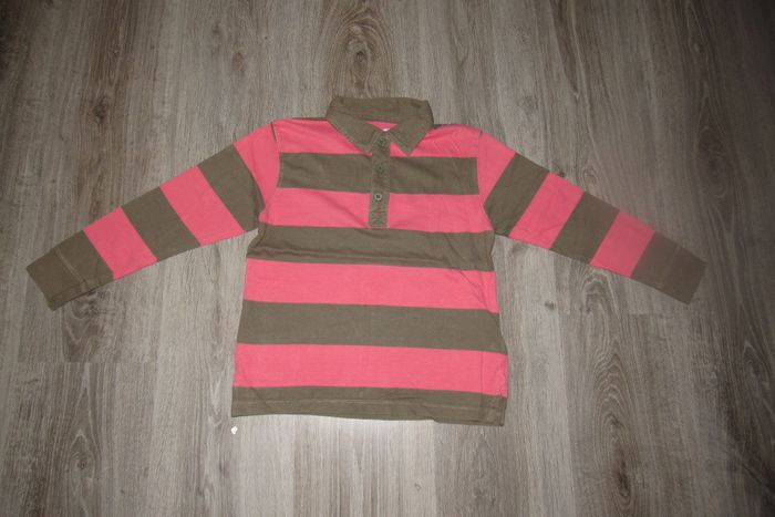 POLO ML RAYÉ KAKI ET ROSE GARÇON "VERTBAUDET" - 8 ANS - n°05