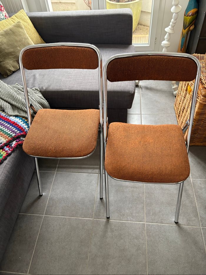 Lot de 2 chaises pliantes Souvignet vintage des années 70 - photo numéro 2