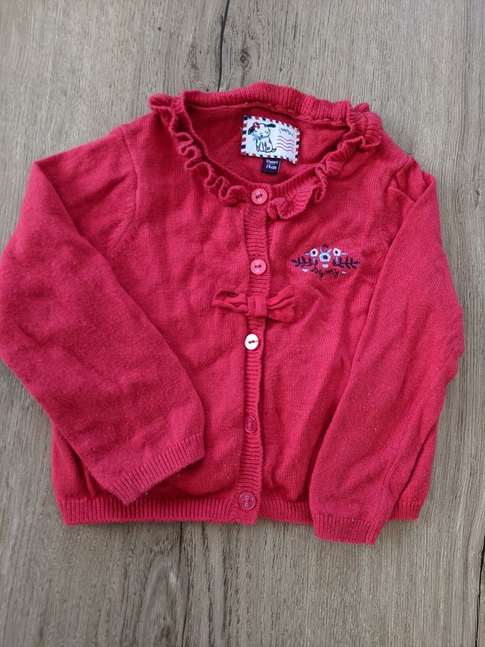 Gilet cardigan rouge sergent major 12 mois 74 cm laine et coton