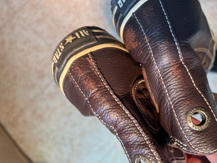 Basket converse en cuir femme marron 38 en très bon état - photo numéro 3