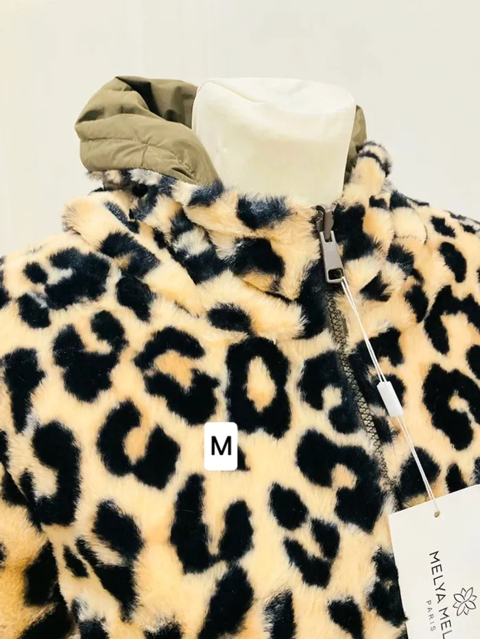 Manteau parka femme imperméable réversible fourré kaki/léopard taille M - photo numéro 5