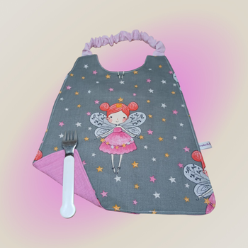 serviette de table enfant élastiquée modèle petite fée fond gris