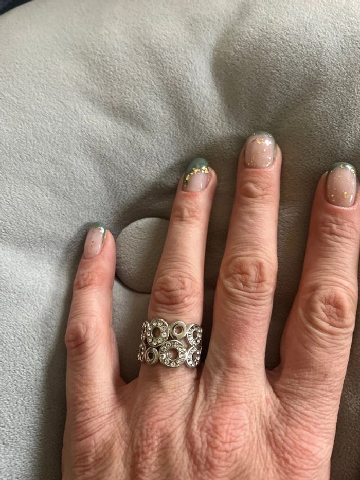 Bague ronds argentés T56