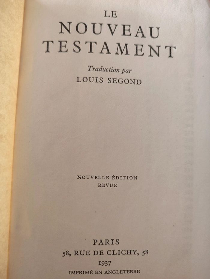 Nouveau testament, imprimé en Angleterre - 1937 - photo numéro 3