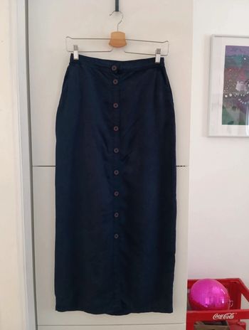 Jupe longue boutonnée marine Etam vintage