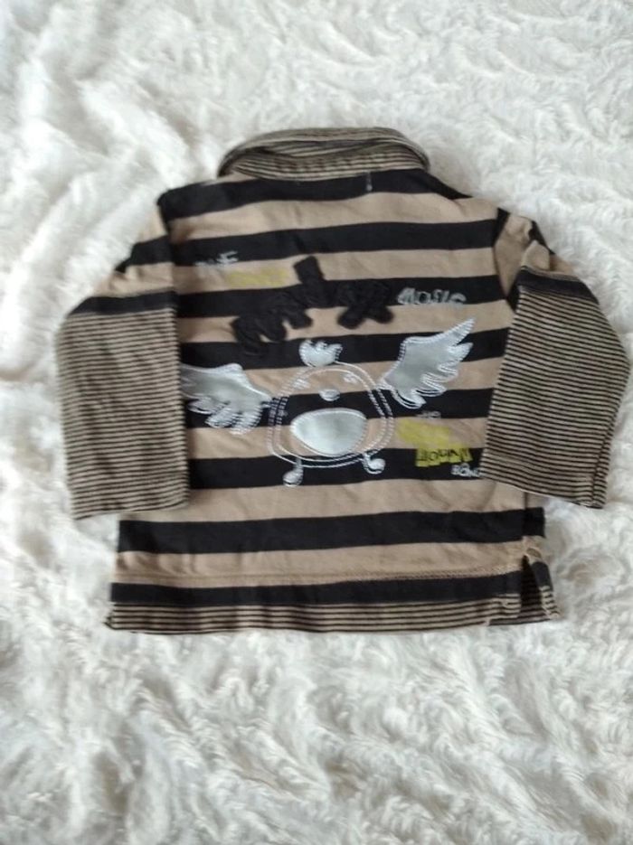 Tee shirt Polo chemise manches longues Garçon 3 mois oiseau musique Kitchoun 100% coton - photo numéro 8