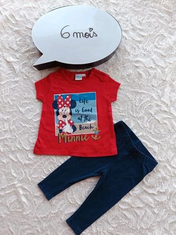 Ensemble (tee shirt manches courtes+legging) Minnie beach