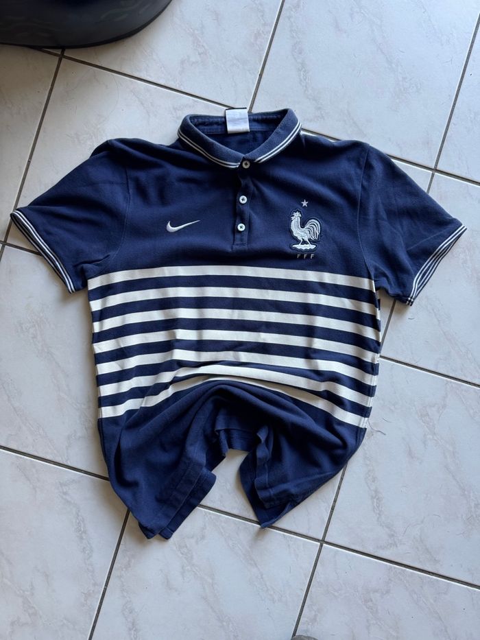 Polo Nike Équipe de France FFF bleu rayures – Taille M - photo numéro 3