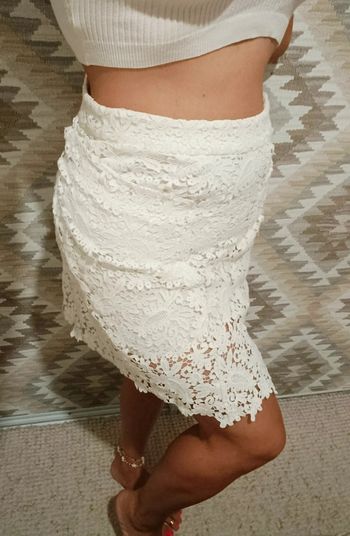 Jupe en dentelle blanc écru crème Maje 34 100% coton