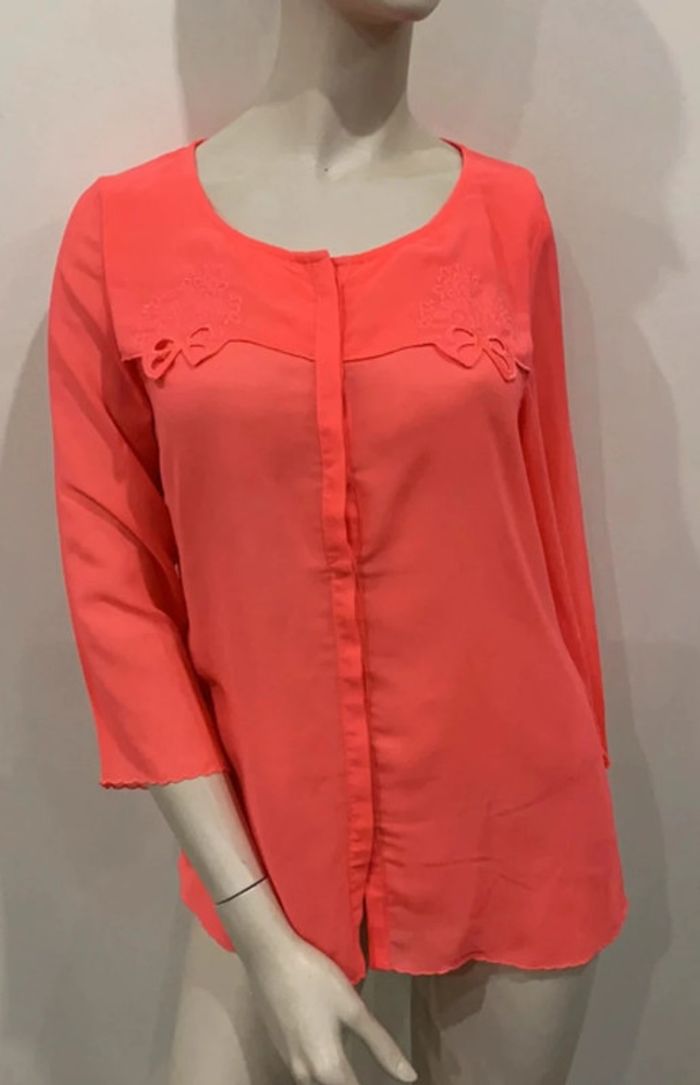 Joli haut fluo effet transparent Color Block taille 38