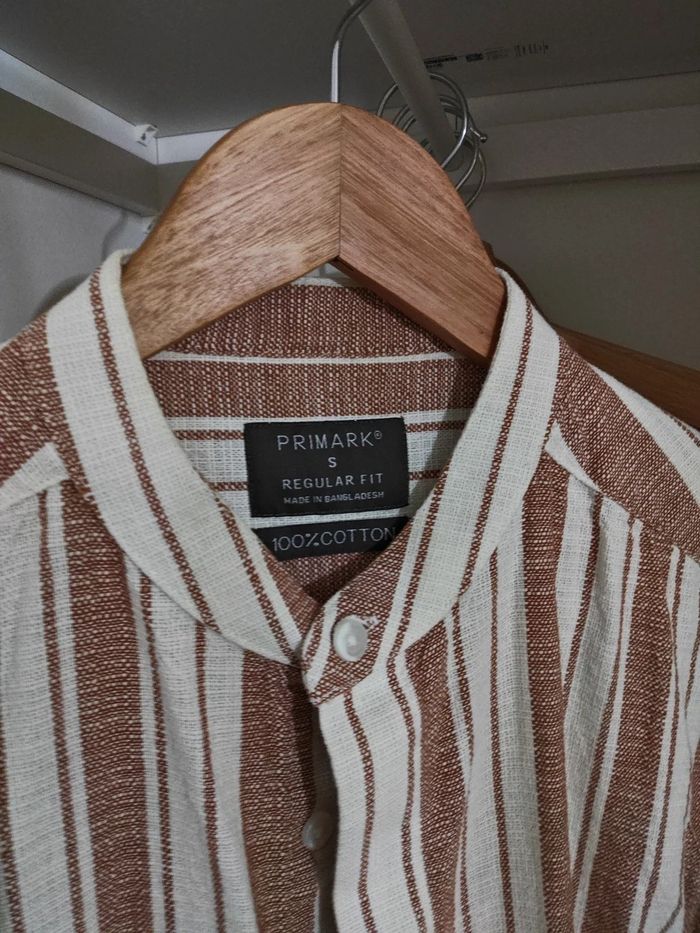 Chemise rayé blanc marron taille s 💯 cotton primark - photo numéro 2