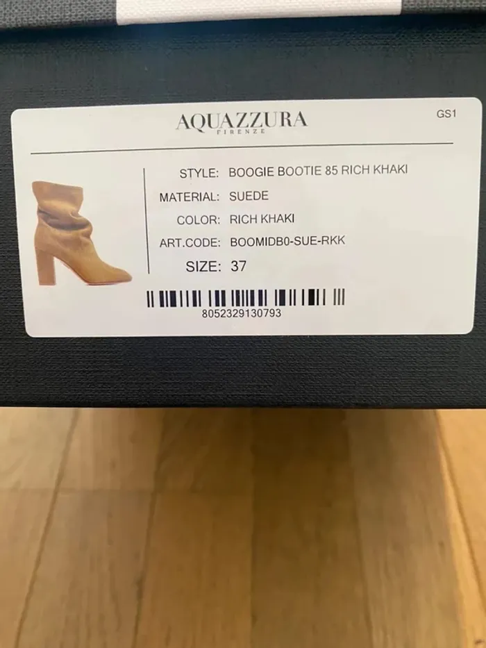 Bottines à talon en daim beige Aquazzura modèle Boogie taille 37 - photo numéro 3