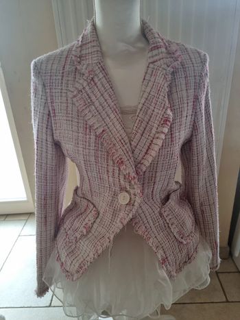 Veste jacquard rose