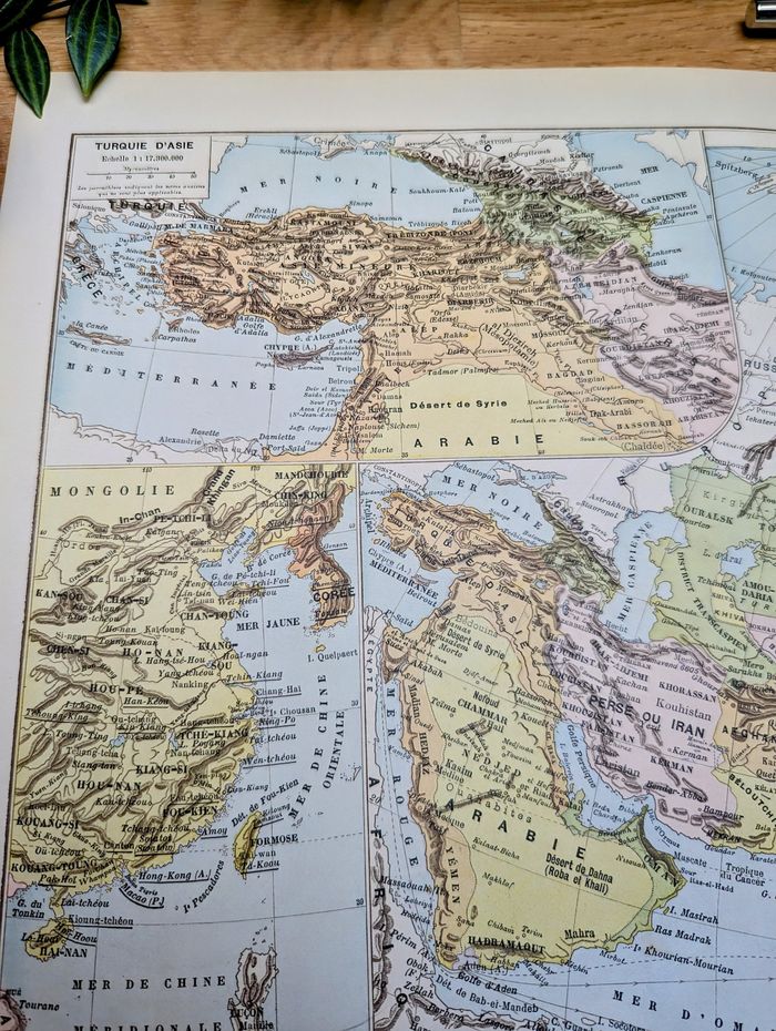 Imprimée en 1892, l'Asie, Vintage Authentique Grand Format (cadre non inclus) - photo numéro 7