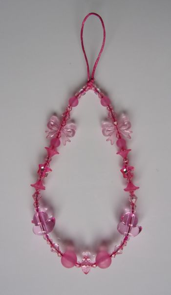 Cordon bracelet déco pour portable canard rose fuchsia
