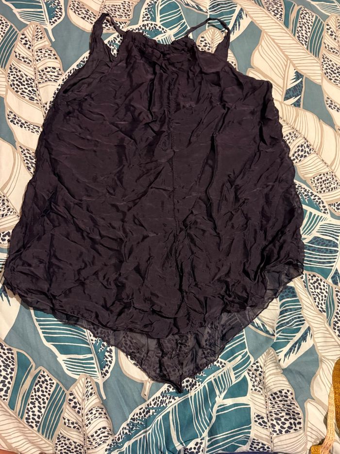 Neuf - Top bleu marine en soie / viscose - Taille unique - photo numéro 4